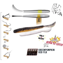 Herakles Leftail Worm 4,8" 12cm Greenpumpkin Red Flakes lágy műcsali 10 db/csg