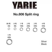 Yarie 806 Split ring Black 6lb #00 kulcskarika