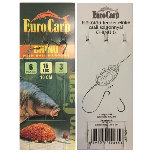 Eurocarp Előkötött feeder előke csaliszigonnyal Chinu-6 10cm 15lbs