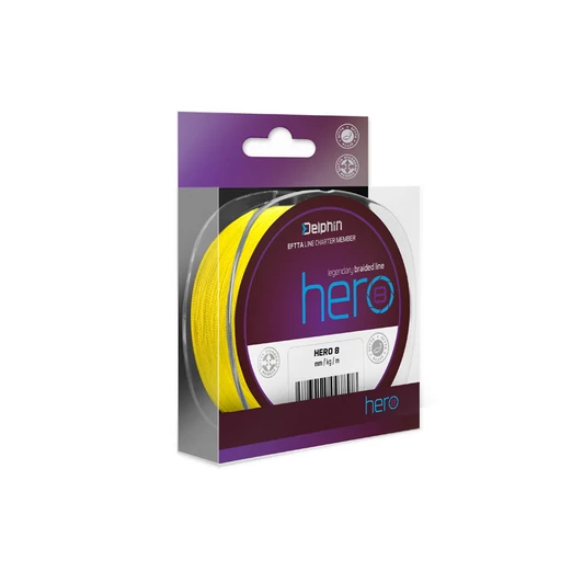 Delphin HERO 8 fluo sárga 0,12mm 8,20kg 1000m fonott zsinór