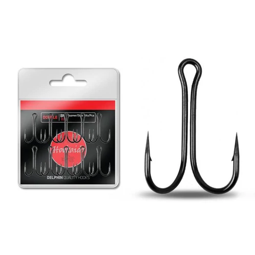 Delphin HKD Double 6 Black nickel 10pcs füles kétágú horog