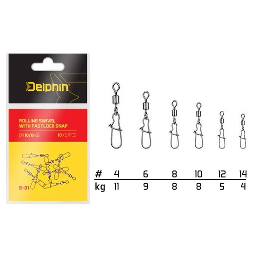 Delphin Rolling Swivel with Fastlock Snap BN/14 10db