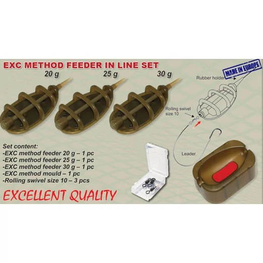 Extra Carp method Feeder Inline-kosár szett + töltő,forgók.