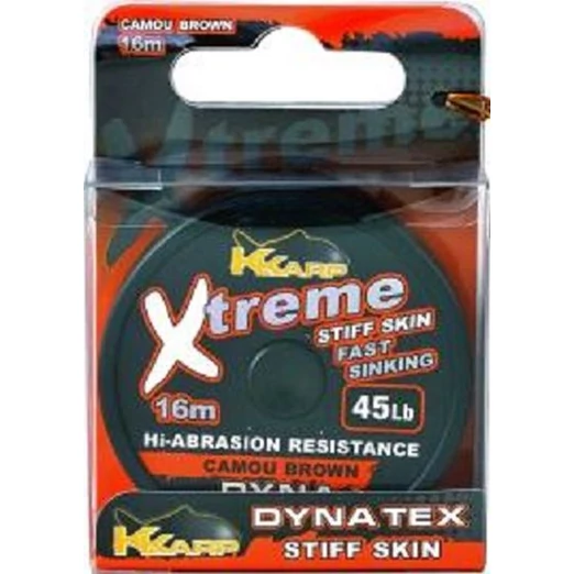 K-Karp Dyna Tex Xtreme Stiff 16 m 25 lb camo barna fonott előkezsinór