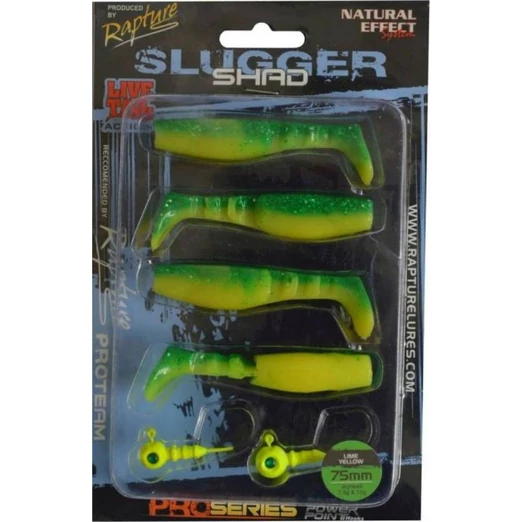 Rapture Slugger Shad Set 75 lime Yellow 4+2db/csg, műcsali szett