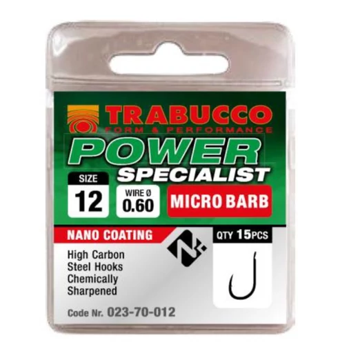 Trabucco Power Specialist mikro szakállas horog, méret: 14