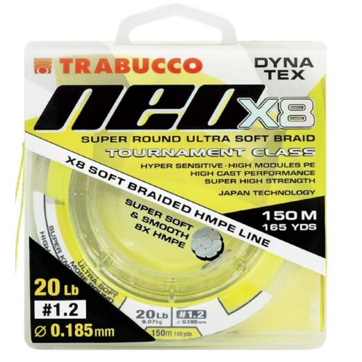 Trabucco Dyna-Tex Neo X8 150 m 0,185 mm sárga fonott zsinór