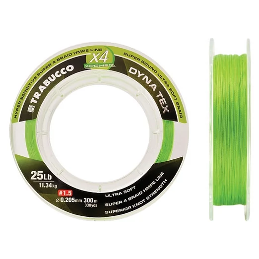 Trabucco Dyna-Tex X4 Power 150 m 0,063mm  lime sárga fonott zsinór