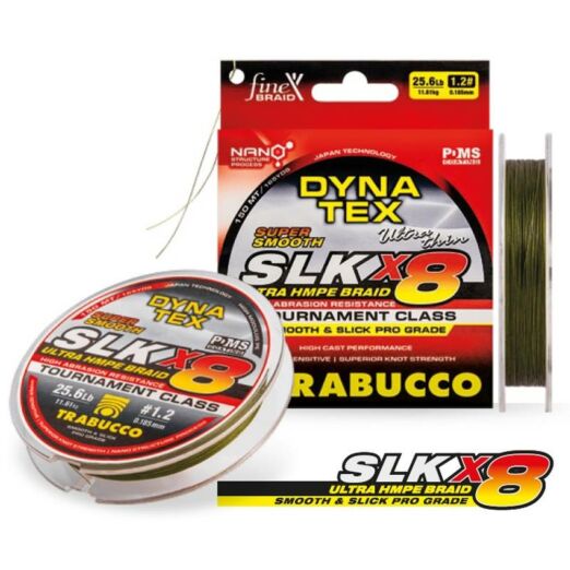 Trabucco Dyna-Tex Slk X8 SS 150 m 0,185 mm sötétzöld fonott zsinór