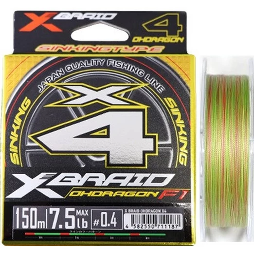 YGK Ohdragon X4 150 m 0,25mm  (1.5PE) 22,5 lb fonott zsinór