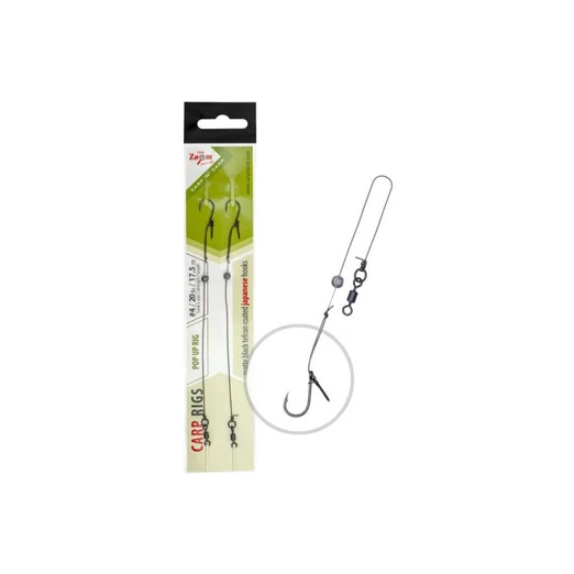 CarpZoom Pop Up Rig 17,5cm #6 15lb bojlis előkötött horog 2db/csg