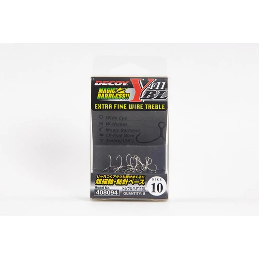 Decoy Y-F11BL Extra Fine Wire #8 Barbless hármas horog 8 db/csg
