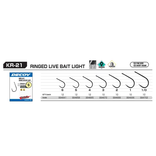 Decoy KR-21 Round Live Bait Light #1/0 horog 12 db/csg