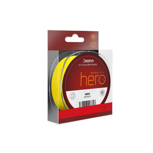 Delphin HERO 4 fluo sárga 0,50mm 41,7kg 117m fonott zsinór
