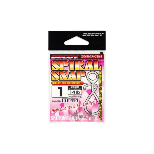Decoy SN-5 Spiral Snap 2 18lbs kapocs 6 db/csg