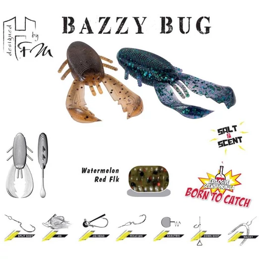Herakles Bazzy Bug 3,2" 8cm Watermelon Red Flakes gumibéka 10 db/csg