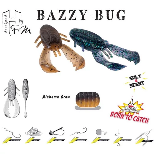 Herakles Bazzy Bug 3,2" 8cm Alabama Craw gumibéka 10 db/csg