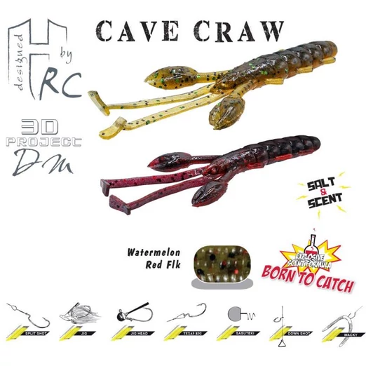 Herakles Cave Craw 3,8" 9,6cm Watermelon Red Flakes lágy műcsali 10 db/csg