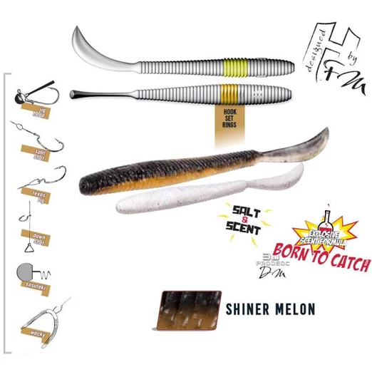 Herakles Leftail Worm 3,4" 8,6cm Shiner Melon lágy műcsali 10 db/csg