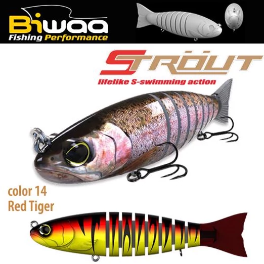 Biwaa Swimbait Strout 5,5" 14cm 29g 14 Red Tiger wobbler