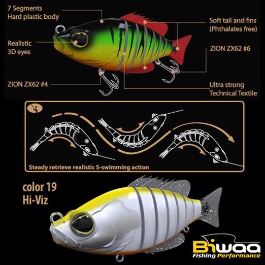 Biwaa Swimbait Seven S6" 15cm 60g 19 Hi Víz wobbler