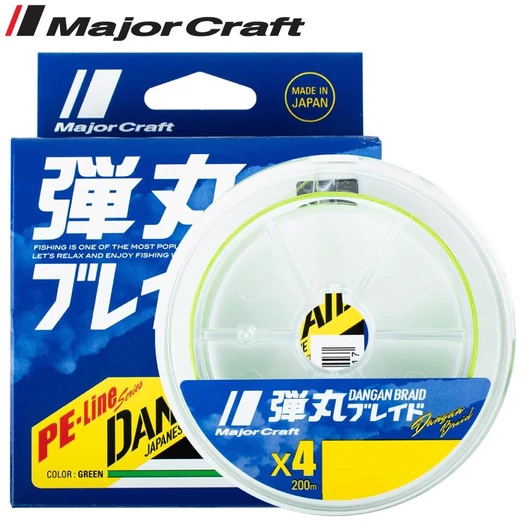 Major Craft Dangan Braid X4 150m 0,12mm 6,1kg #0,8 Fluo Green fonott zsinór