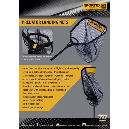 Sportex Predator 80*70cm gumis merítő szák