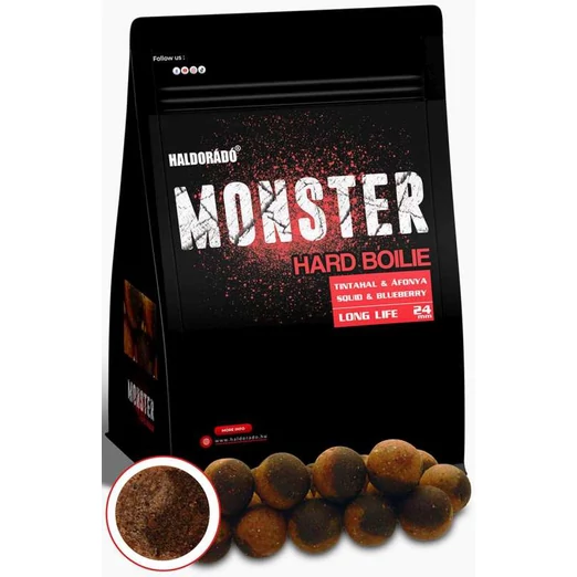 Haldorádó MONSTER Hard Boilie 24+ - Tintahal & Áfonya 700g