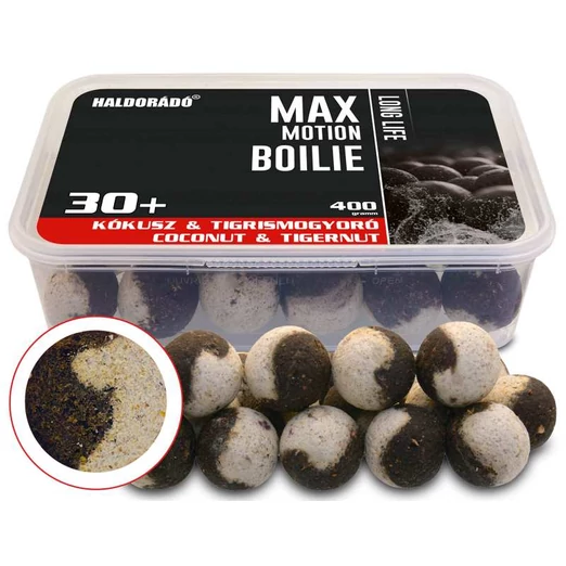 Haldorádó MAX MOTION Boilie Long Life 30+ mm - Kókusz & Tigrismogyoró 400g