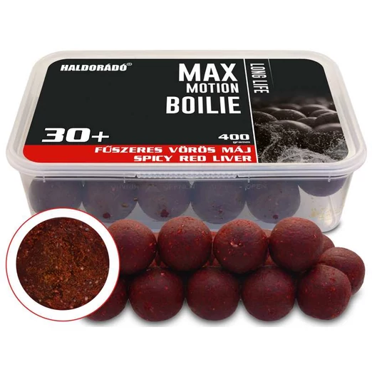 Haldorádó MAX MOTION Boilie Long Life 30+ mm - Fűszeres Vörös Máj 400g