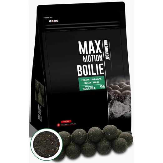 Haldorádó MAX MOTION Boilie Premium Soluble 24 mm - Fekete Tintahal 800g