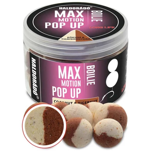 Haldorádó MAX MOTION Boilie Pop Up 16, 20 mm - Kókusz & Tigrismogyoró 50g