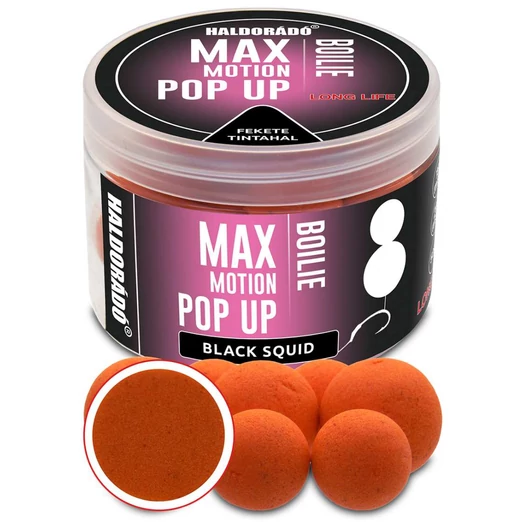 Haldorádó MAX MOTION Boilie Pop Up 16, 20 mm - Fekete Tintahal 50g