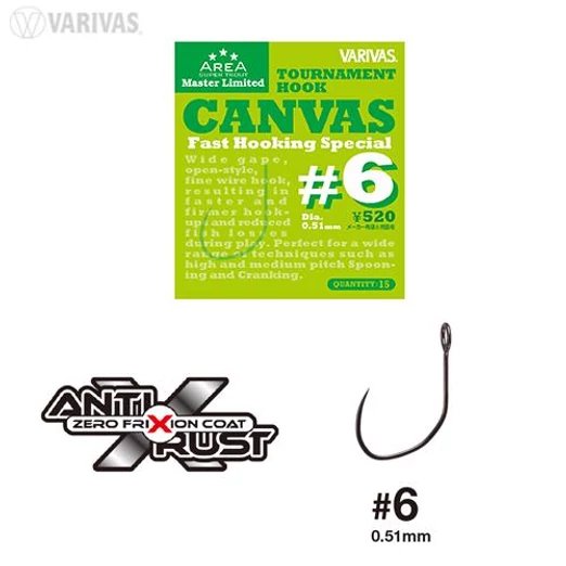 Varivas Super Trout Area Tournament Canvas #6 Fast Hooking Special horog 15 db/csg