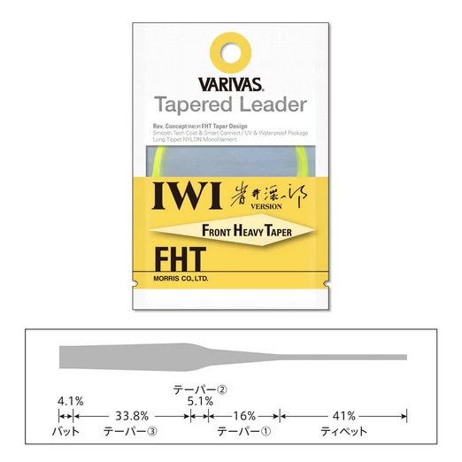Varivas Tapered Leader IWI FHT 5X 4,87m 16ft 0,148mm-0,45mm vékonyodó legyező előkezsinór
