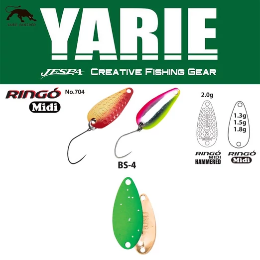 Yarie 704 Ringo Midi Hammered 2.0gr BS-4 Lime Glitter kanál villantó