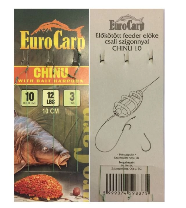 Eurocarp Előkötött feeder előke csaliszigonnyal Chinu-10 10cm 12lbs