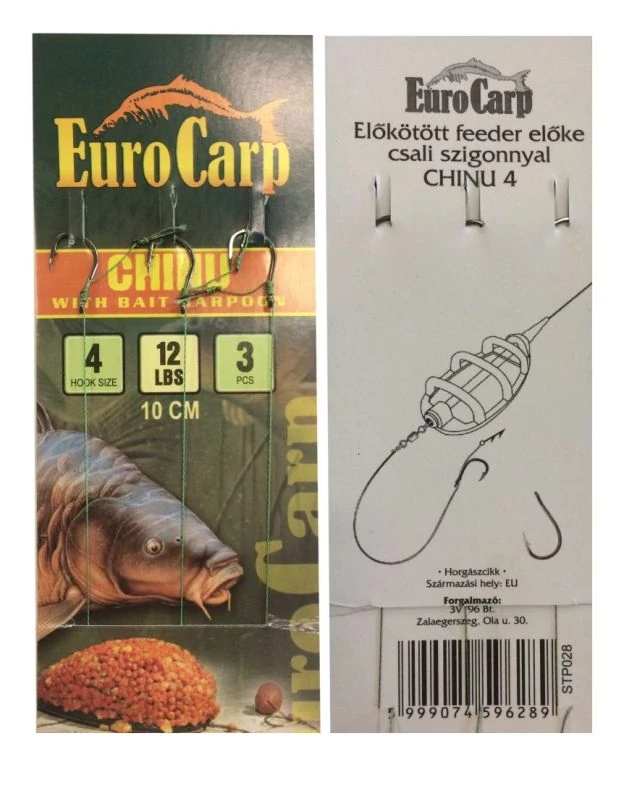 Eurocarp Előkötött feeder előke csaliszigonnyal Chinu-4 10cm 12lbs