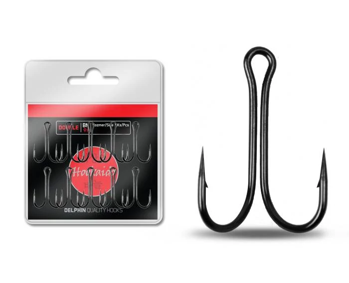 Delphin HKD Double 6 Black nickel 10pcs füles kétágú horog