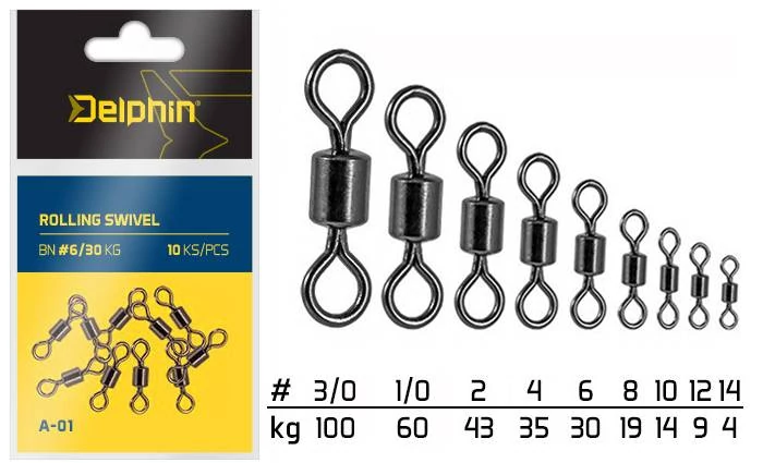Delphin Rolling swivel A-01 BN/6 forgó 10db