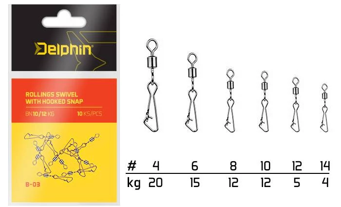 Delphin Rollings swivel with Hooked snap BN/14 10db