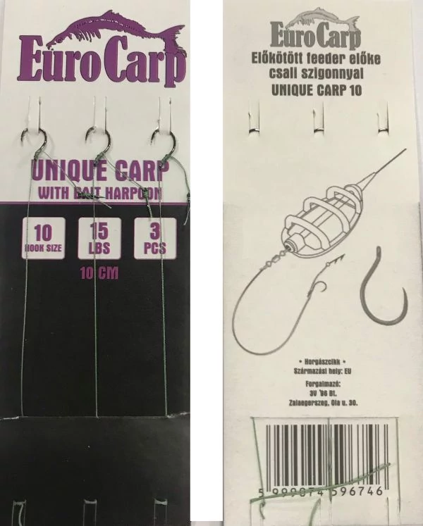 Eurocarp Előkötött feeder előke csaliszigonnyal Unique Carp-6 10cm 15lbs