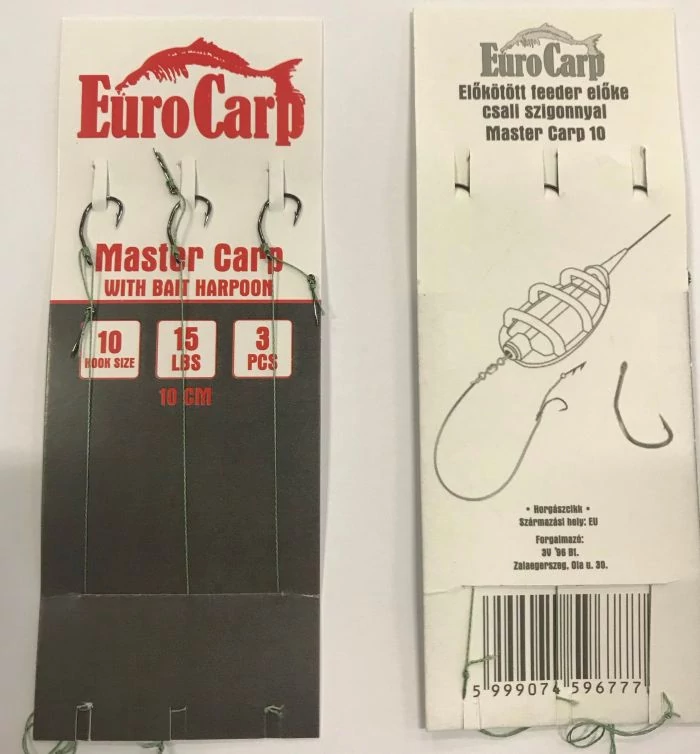Eurocarp Előkötött feeder előke csaliszigonnyal Master Carp-6 10cm 15lbs