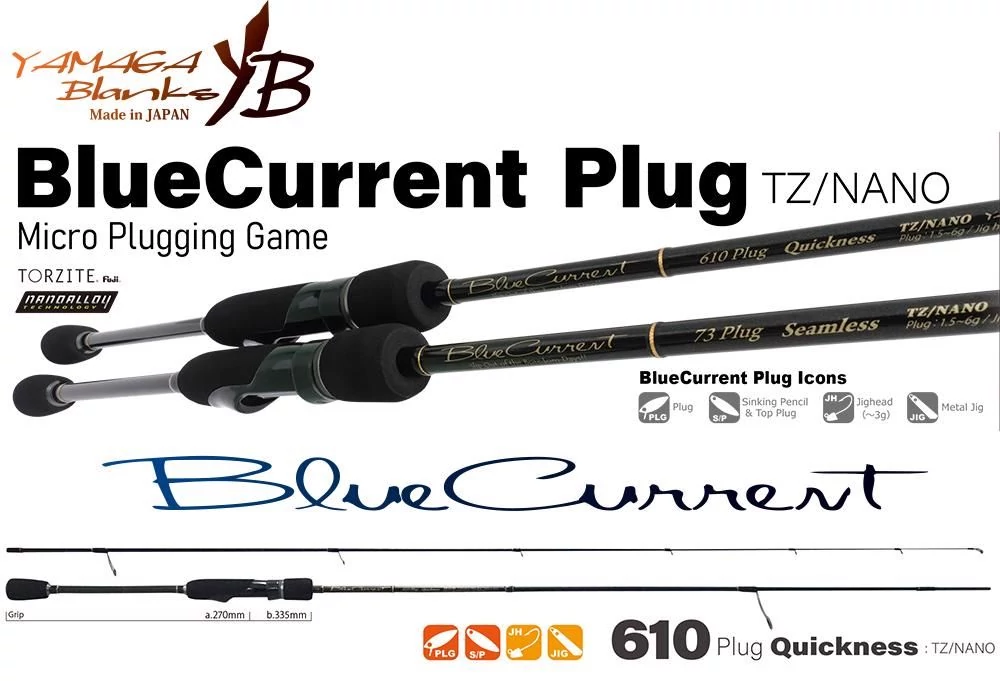 Yamaga Blanks Blue Current 610plug Quickness Tz-Nano 2,10m 1,5-5g pergető horgászbot