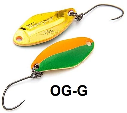 Nories Masukuroto Weeper 23mm 1.5g #045 kanál villantó (Orange-Grün / Gold)