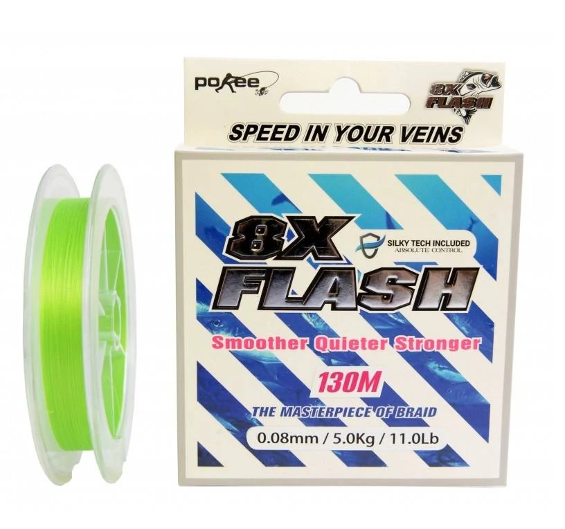 Pokee Flash Smart 8X 130 m 0,14mm  lime zöld fonott zsinór