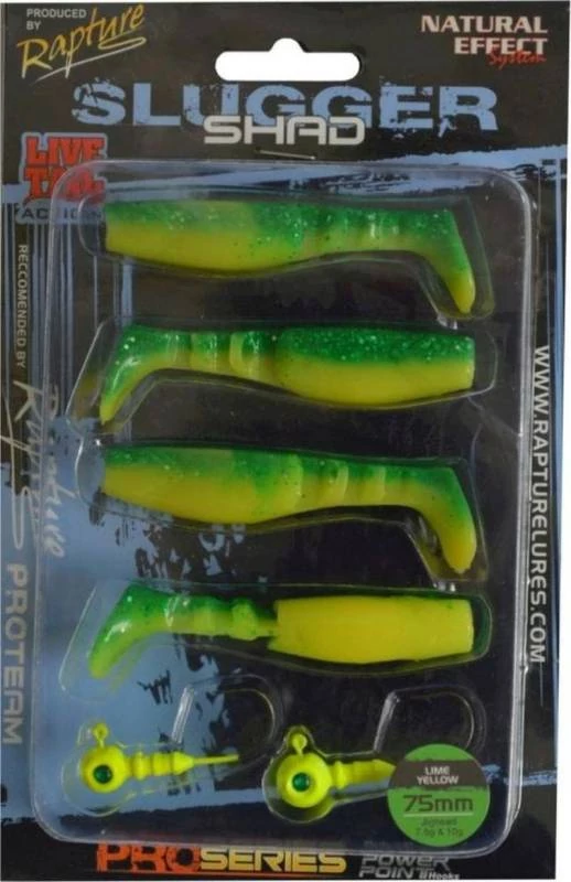 Rapture Slugger Shad Set 75 lime Yellow 4+2db/csg, műcsali szett