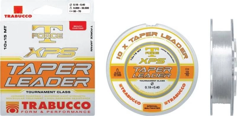 Trabucco T-Force Xps Taper Leader 10*15m 0,57-0,23mm elvékonyodó távdobó monofil előkezsinór