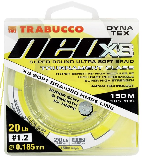 Trabucco Dyna-Tex Neo X8 150 m 0,205 mm sárga fonott zsinór