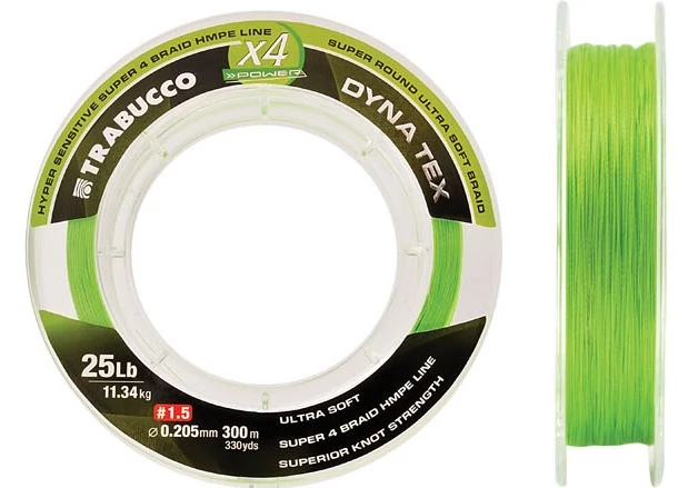 Trabucco Dyna-Tex X4 Power 150 m 0,063mm  lime sárga fonott zsinór